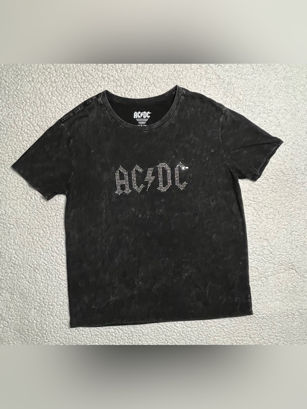 AC/DC Black Rhinestone Logo Tee